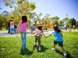 Children playing on the grass